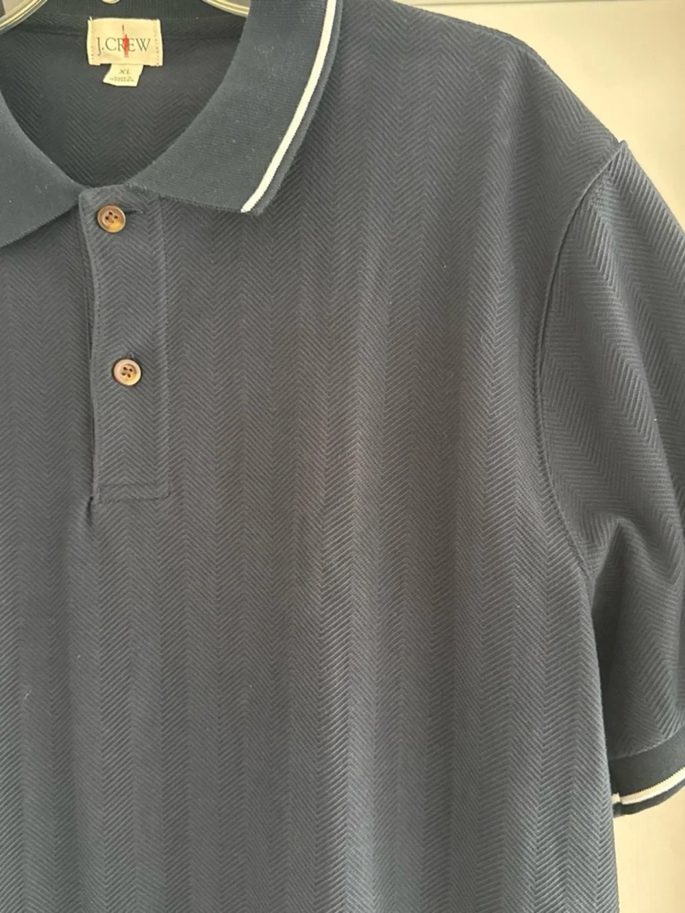 J crew men’s polo navy blue herringbone